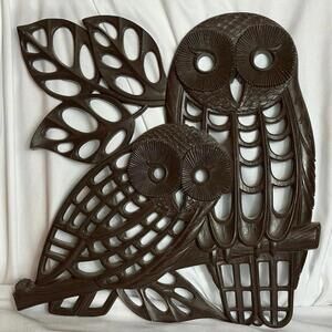 Large Vintage 1978 Owl Wall Hanging Home Decor MCM Art DART 3D Nature